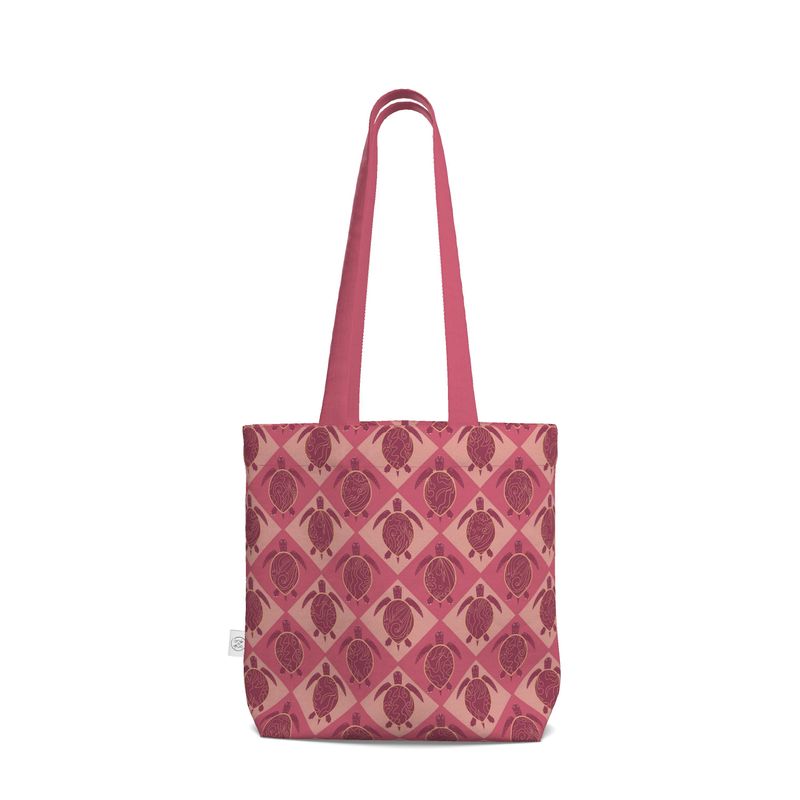 Canvas Tote Bag - Topo Turtles - Pink