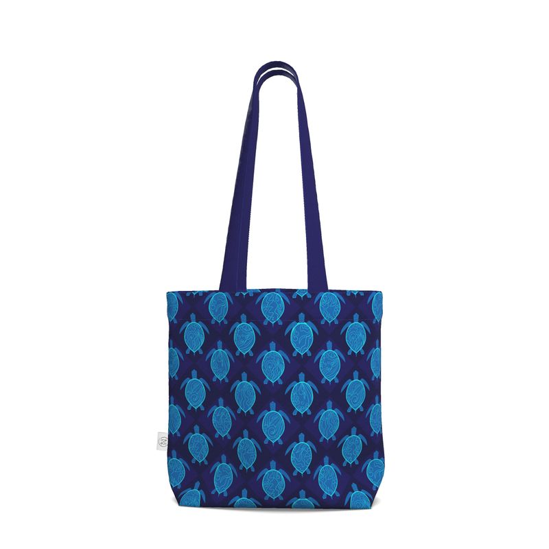 Canvas Tote Bag - Topo Turtles - Blue