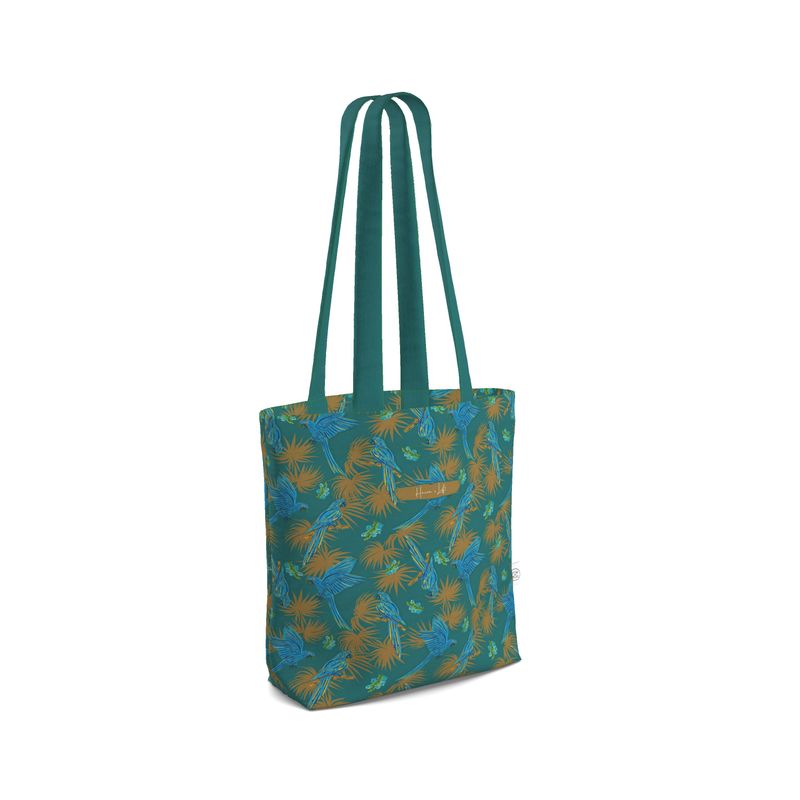 Canvas Tote Bag - Tropical Macaw - Sea Foam Green