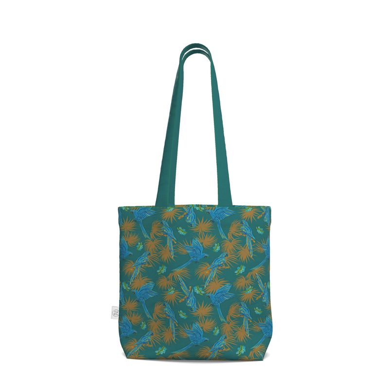 Canvas Tote Bag - Tropical Macaw - Sea Foam Green