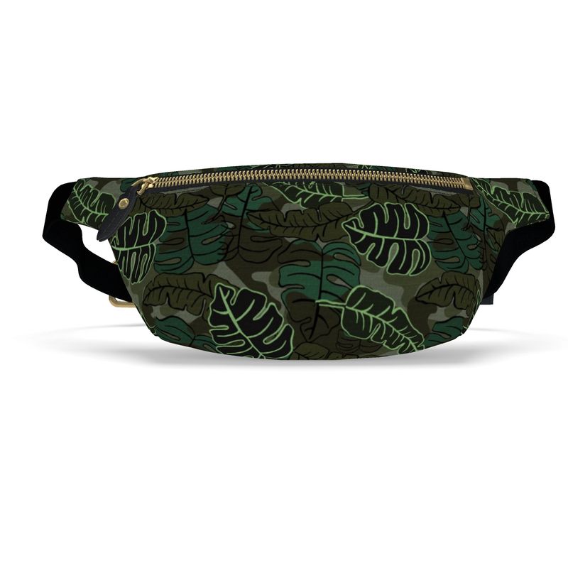 Fanny Pack - Nappa Leather - Camo Leaves - Dark Green