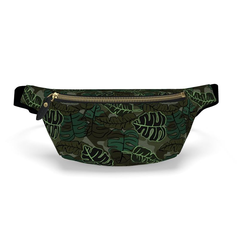 Fanny Pack - Nappa Leather - Camo Leaves - Dark Green