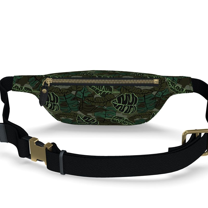 Fanny Pack - Nappa Leather - Camo Leaves - Dark Green