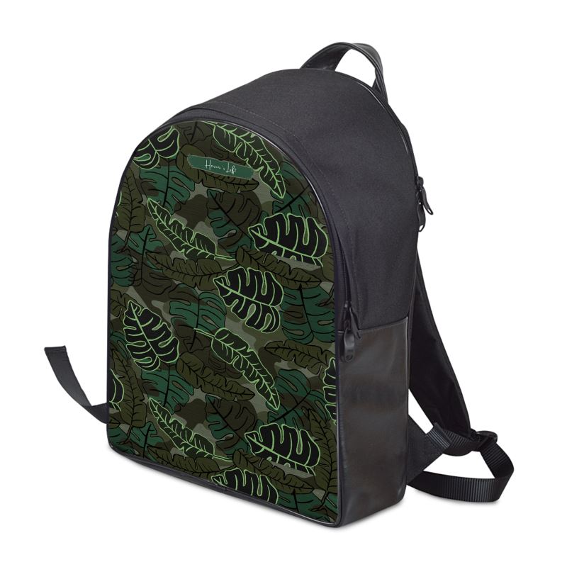 Minimalist Backpack - Camo Leaves - Dark Green