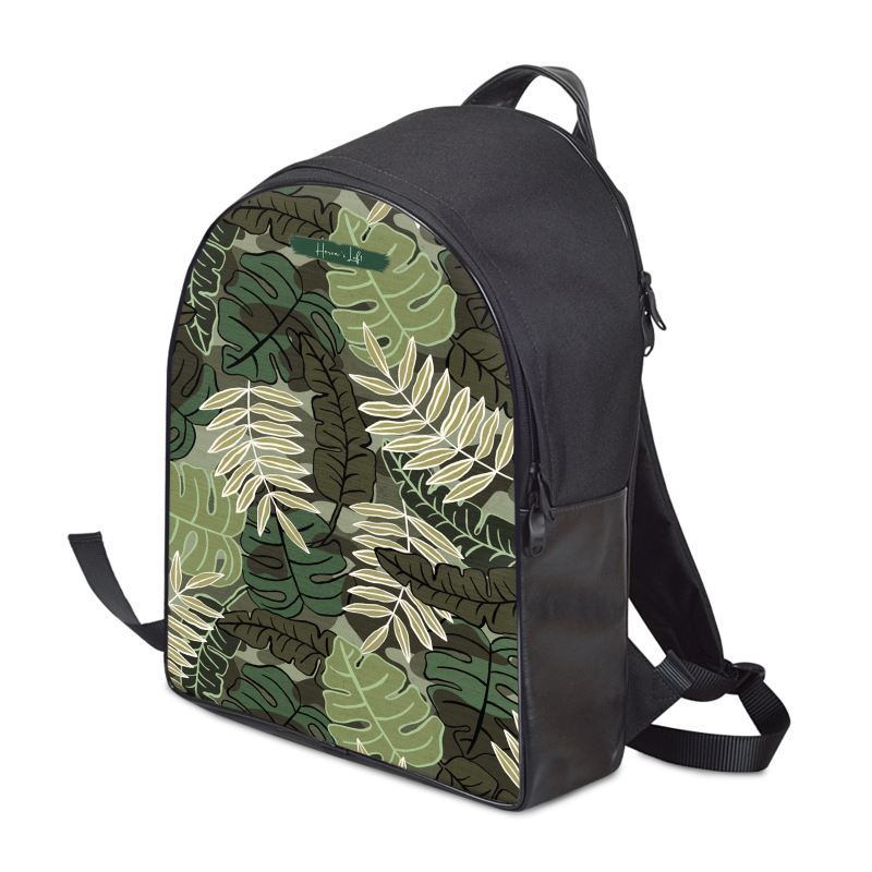 Minimalist Backpack - Camo Leaves - Light Green