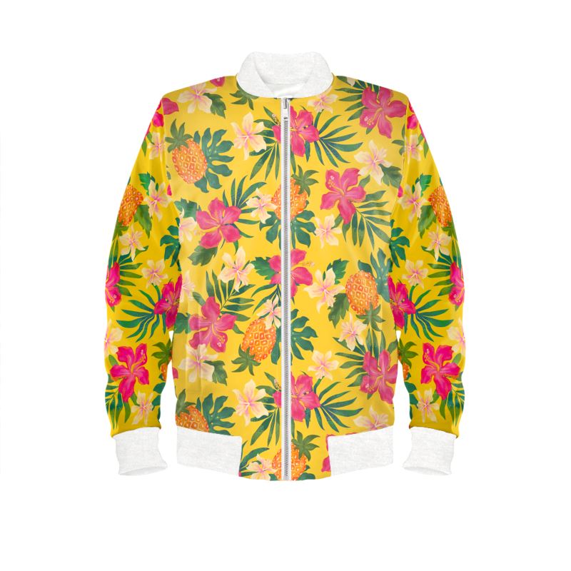 Women's Bomber Jacket - Pineapple Paradise - Tropical Yellow