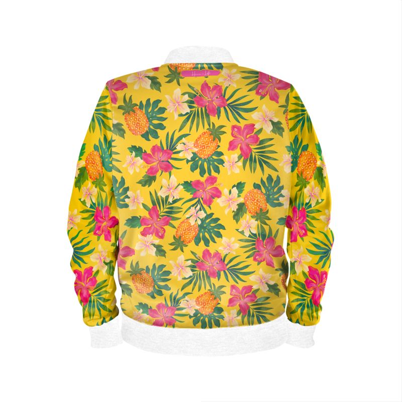 Women's Bomber Jacket - Pineapple Paradise - Tropical Yellow