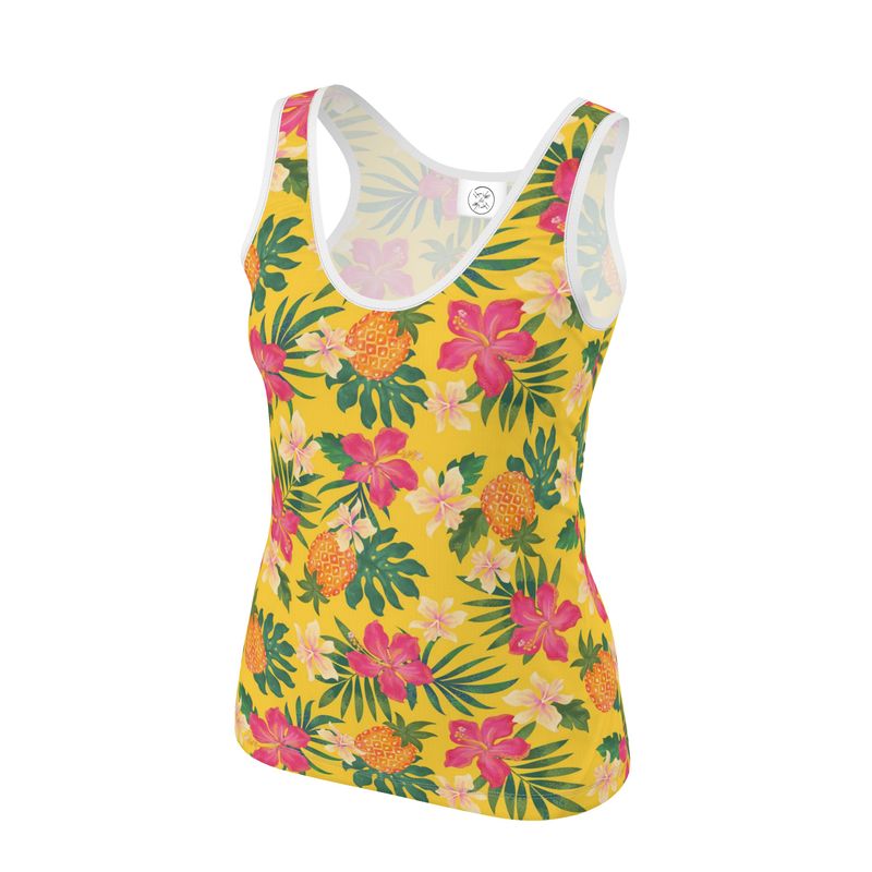 Women’s Tank Top - Pineapple Paradise - Tropical Yellow