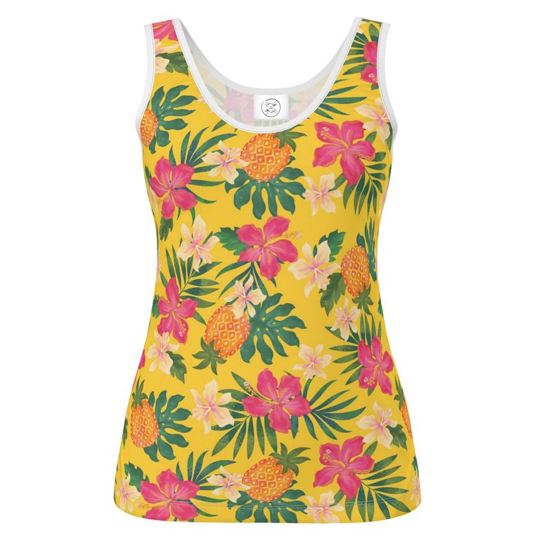 Women’s Tank Top - Pineapple Paradise - Tropical Yellow