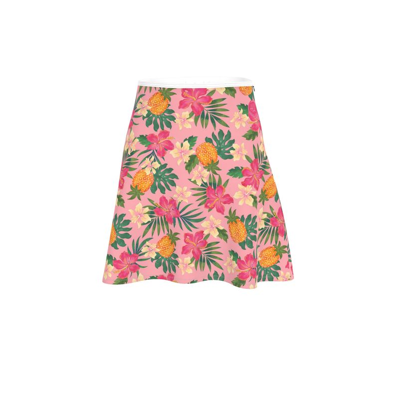 Women’s Skater Skirt - Pineapple Paradise - Hibiscus Blush