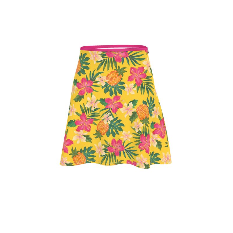 Women’s Skater Skirt - Pineapple Paradise - Tropical Yellow