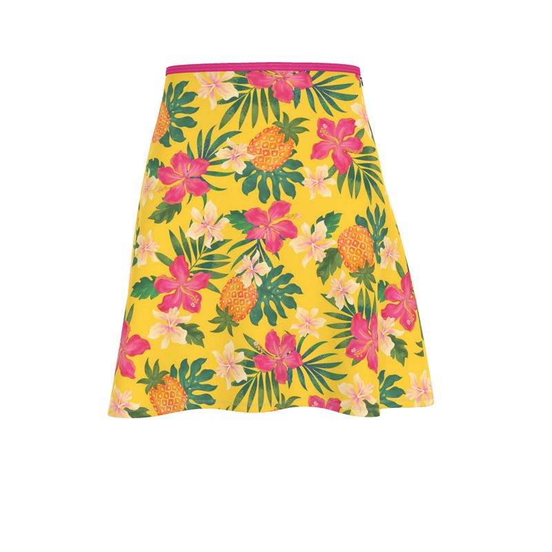 Women’s Skater Skirt - Pineapple Paradise - Tropical Yellow