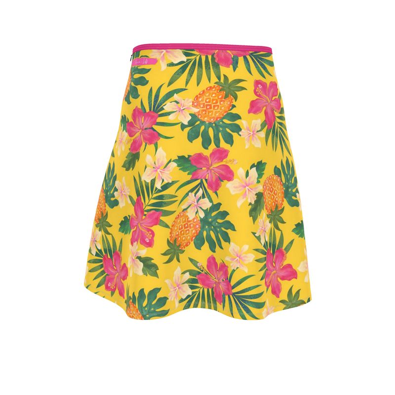 Women’s Skater Skirt - Pineapple Paradise - Tropical Yellow