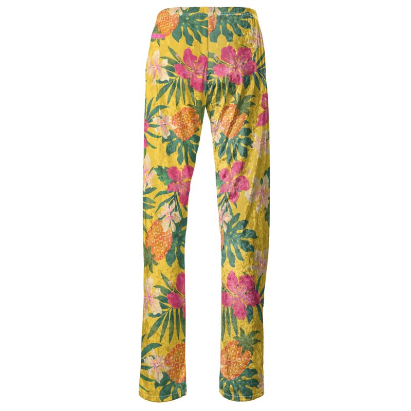 Women’s Wide-Leg Pants - Pineapple Paradise - Tropical Yellow