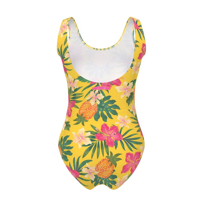 Women’s One-Piece Swimsuit - Pineapple Paradise - Tropical Yellow