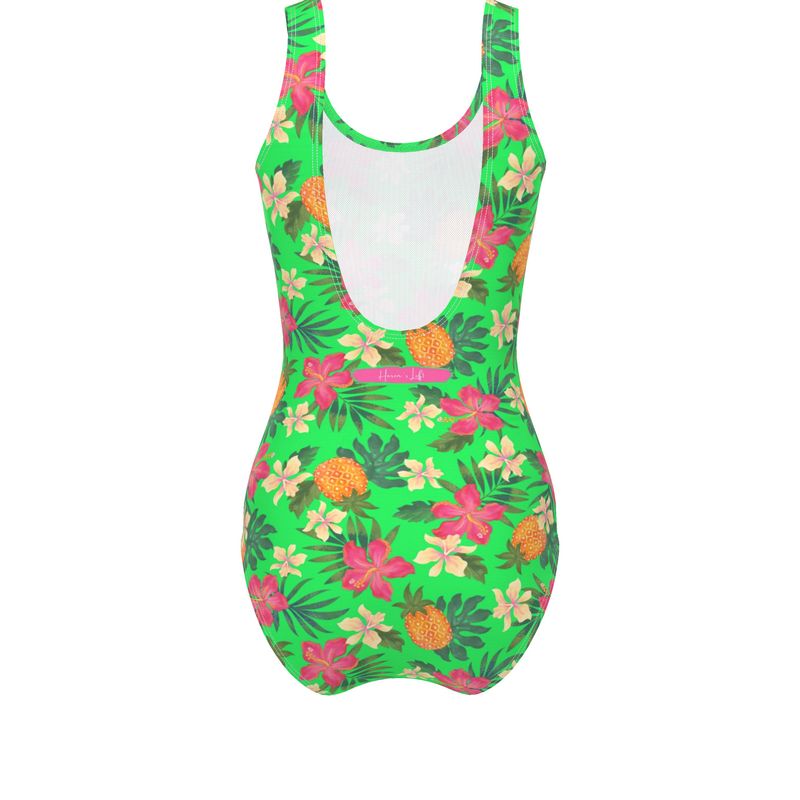 Women’s One-Piece Swimsuit - Pineapple Paradise - Tropical Green