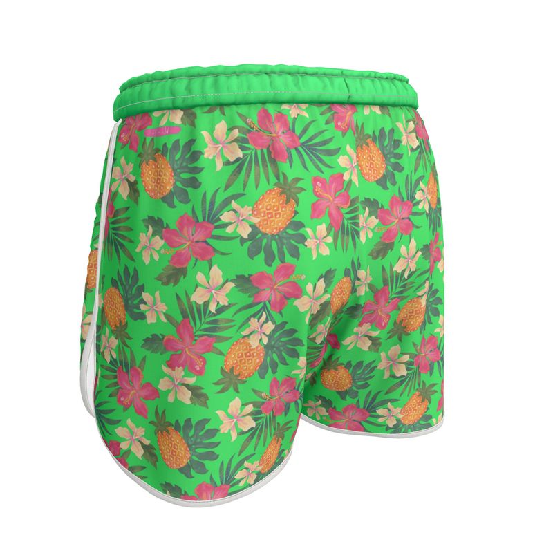 Women’s Athletic Shorts - Pineapple Paradise - Tropical Green