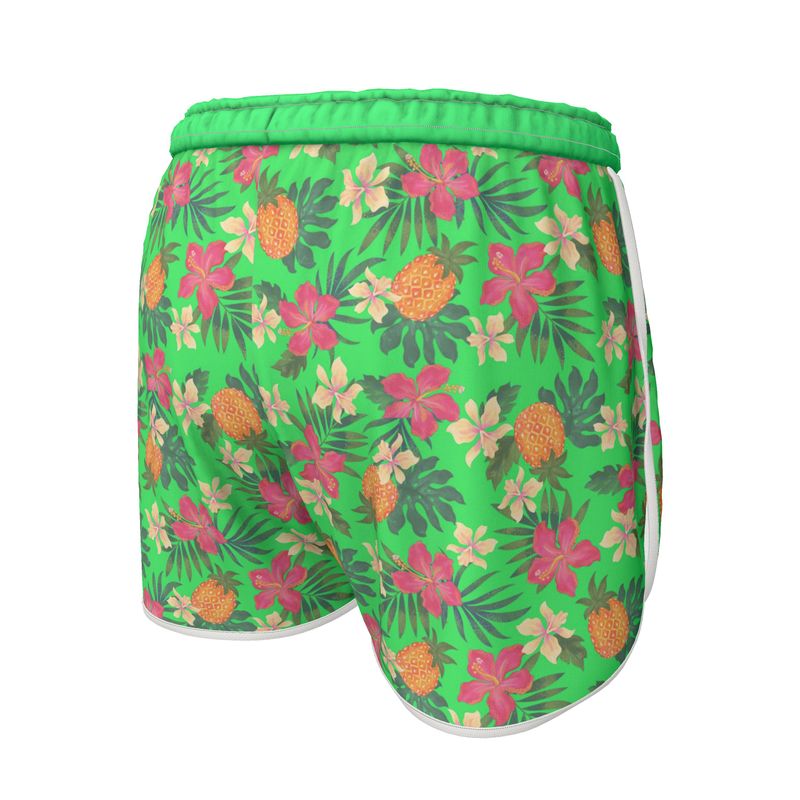 Women’s Athletic Shorts - Pineapple Paradise - Tropical Green