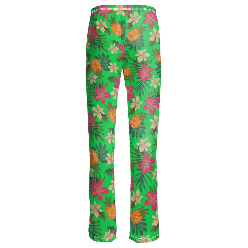 Women’s Wide-Leg Pants - Pineapple Paradise - Tropical Green