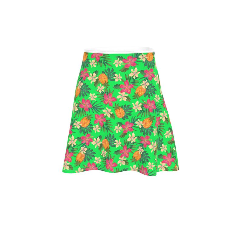 Women’s Skater Skirt  - Pineapple Paradise - Tropical Green