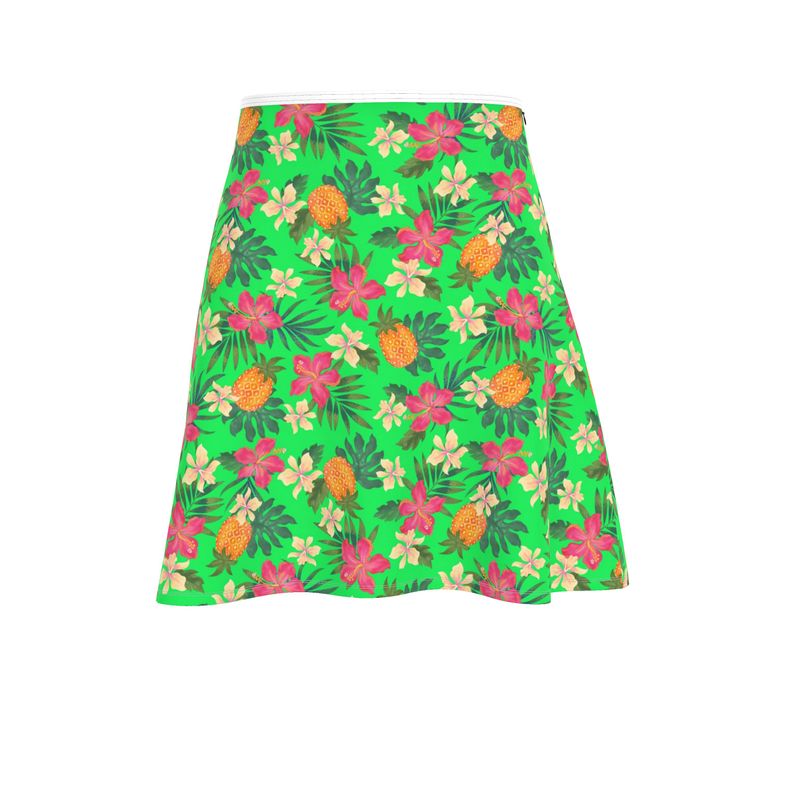 Women’s Skater Skirt  - Pineapple Paradise - Tropical Green