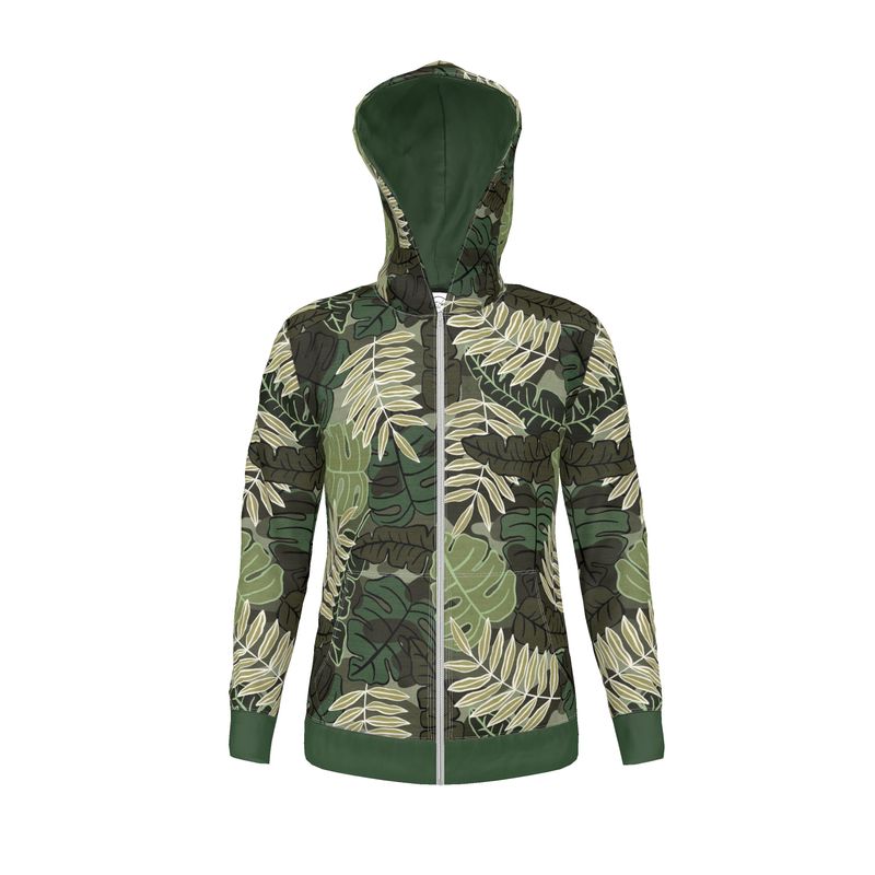 Women's Hoodie - Camo Leaves - Light Green