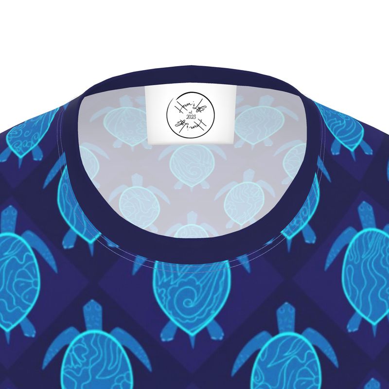 Men's Athletic Crew Neck T-Shirt - Topo Turtles - Blue