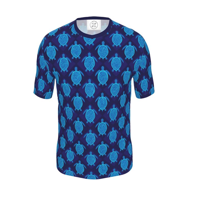 Men's Athletic V-Neck T-Shirt - Topo Turtles - Blue