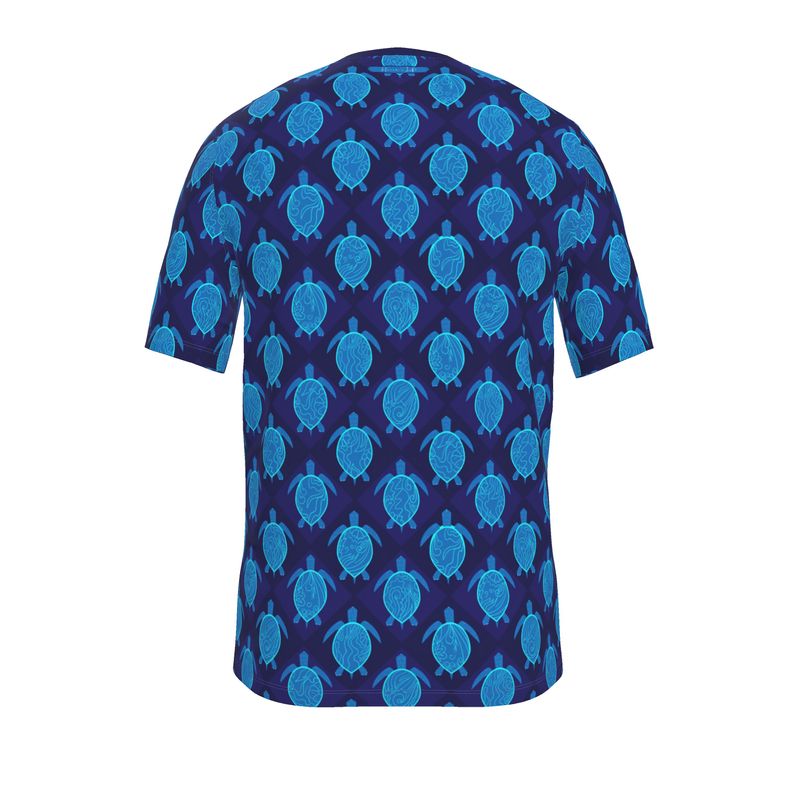 Men's Athletic V-Neck T-Shirt - Topo Turtles - Blue