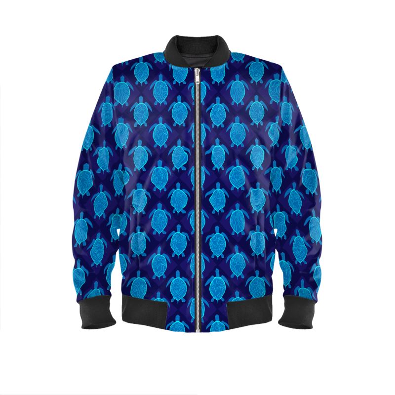 Men's Bomber Jacket - Topo Turtles - Blue