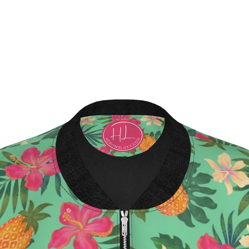 Women's Bomber Jacket - Pineapple Paradise - Canopy Mint