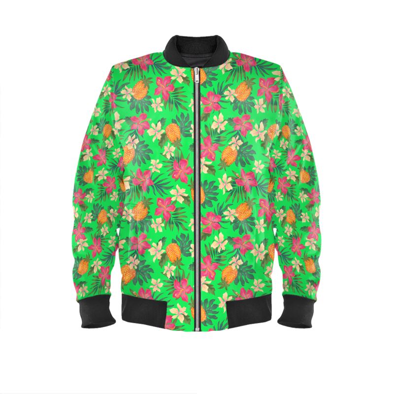 Women's Bomber Jacket - Pineapple Paradise - Tropical Green