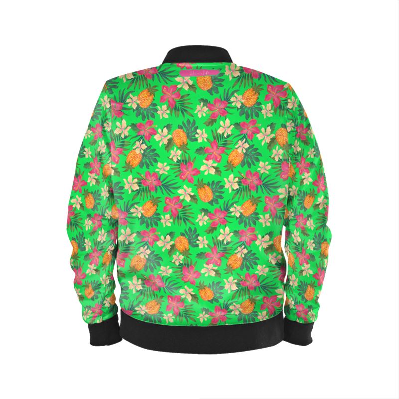 Women's Bomber Jacket - Pineapple Paradise - Tropical Green