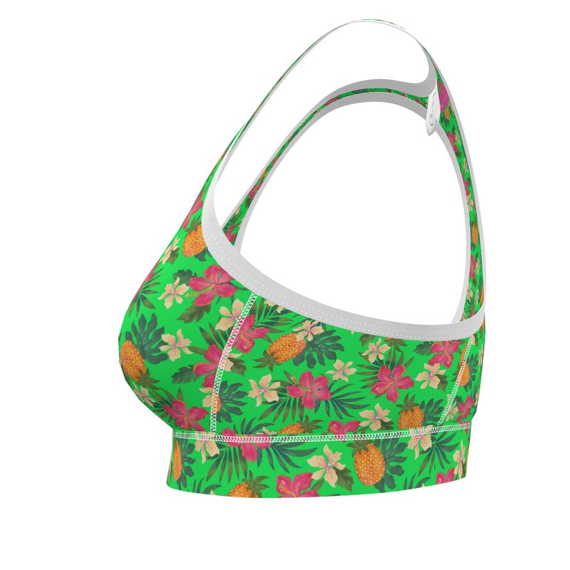 Women's Low Intensity Sports Bra - Pineapple Paradise - Tropical Green