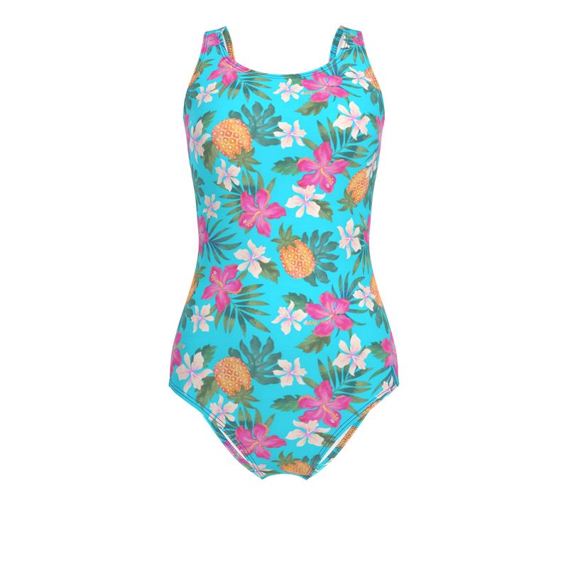 Women's One-Piece Swimsuit - Pineapple Paradise - Tropical Blue