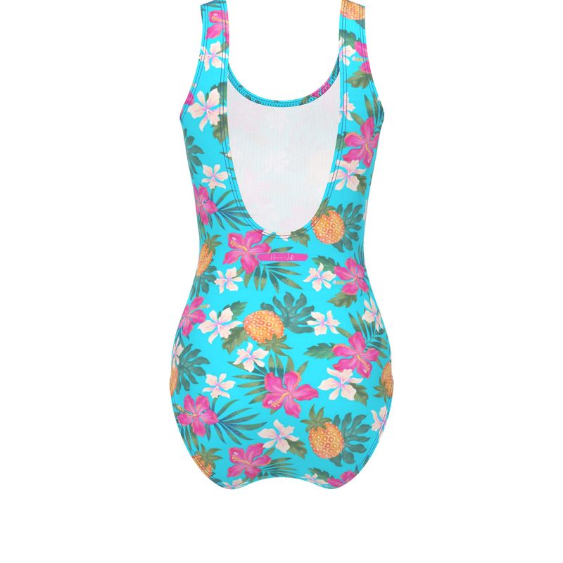 Women's One-Piece Swimsuit - Pineapple Paradise - Tropical Blue