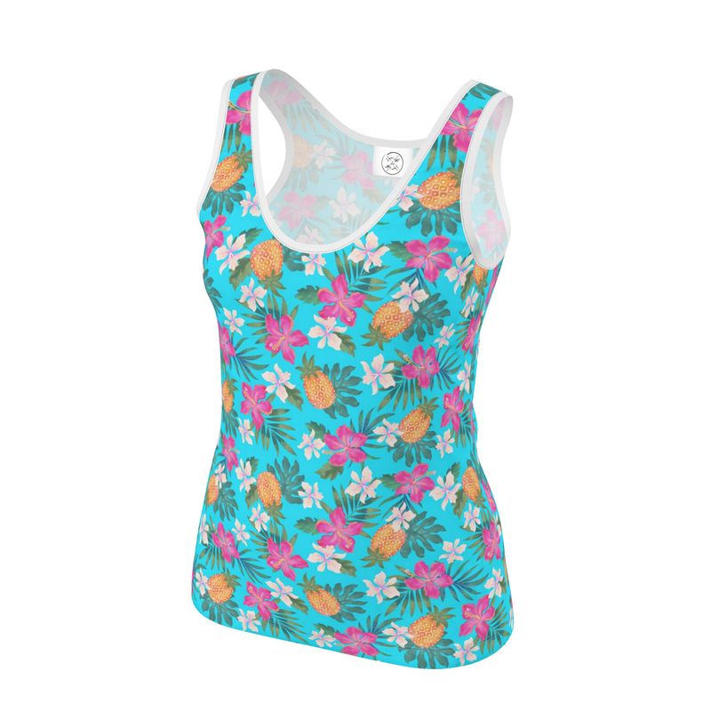 Women's Tank Top - Pineapple Paradise - Tropical Blue