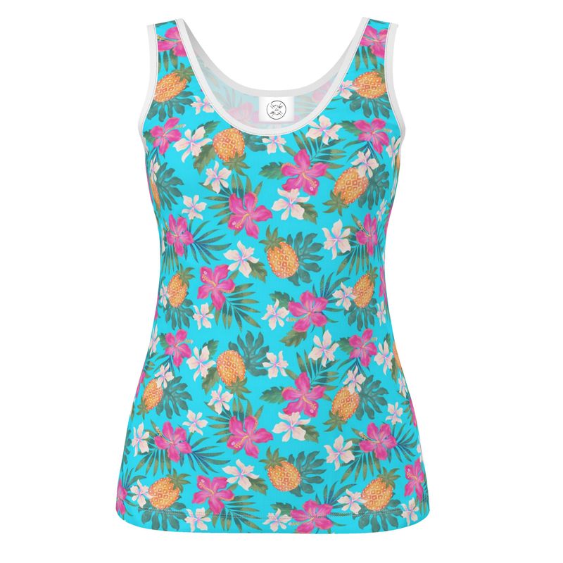 Women's Tank Top - Pineapple Paradise - Tropical Blue