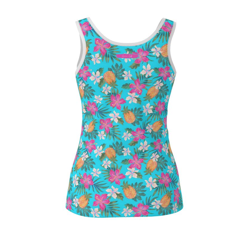 Women's Tank Top - Pineapple Paradise - Tropical Blue