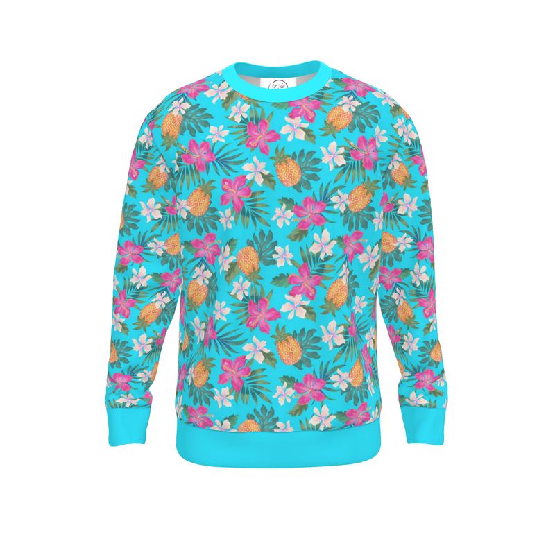 Women's Lightweight Sweater - Pineapple Paradise - Tropical Blue