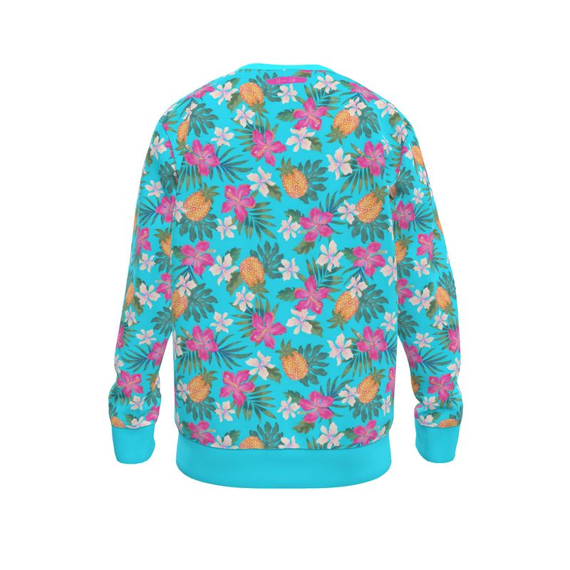 Women's Lightweight Sweater - Pineapple Paradise - Tropical Blue