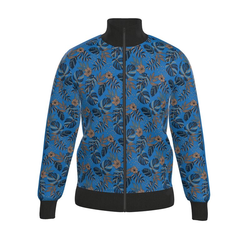 Men's Track Jacket - Midnight Monstera - Azure Blue