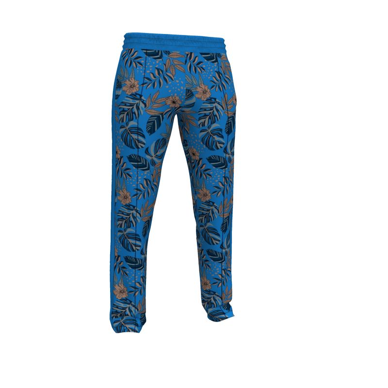 Men's Track Pants - Midnight Monstera - Azure Blue