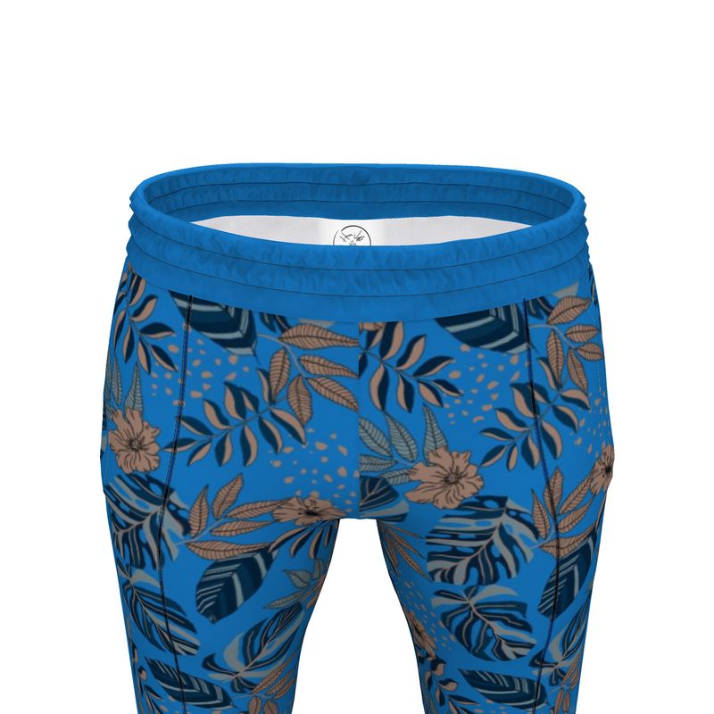 Men's Track Pants - Midnight Monstera - Azure Blue