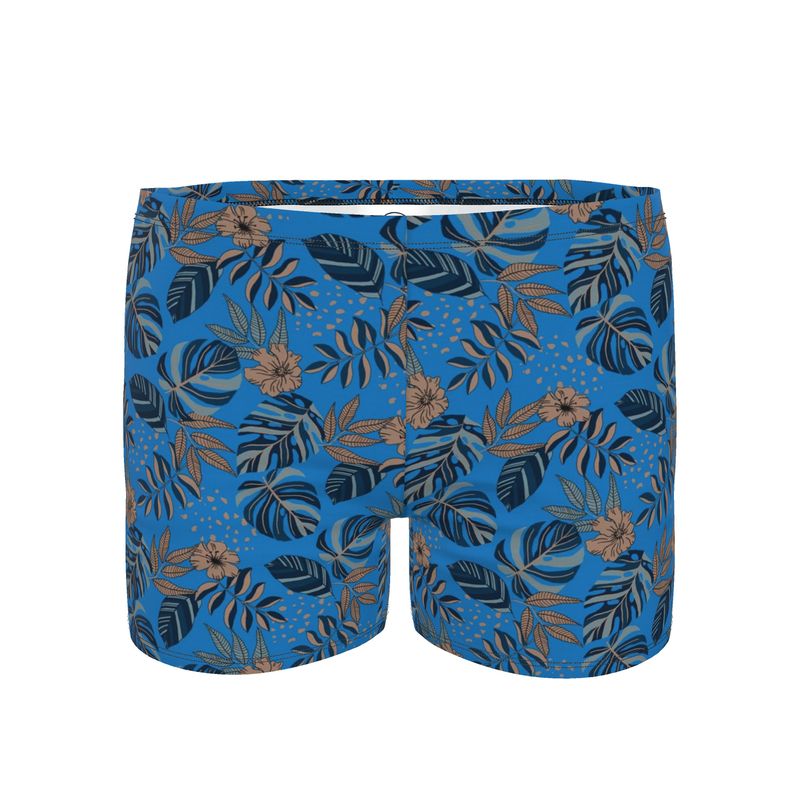 Men's Swim Trunks - Midnight Monstera - Azure Blue