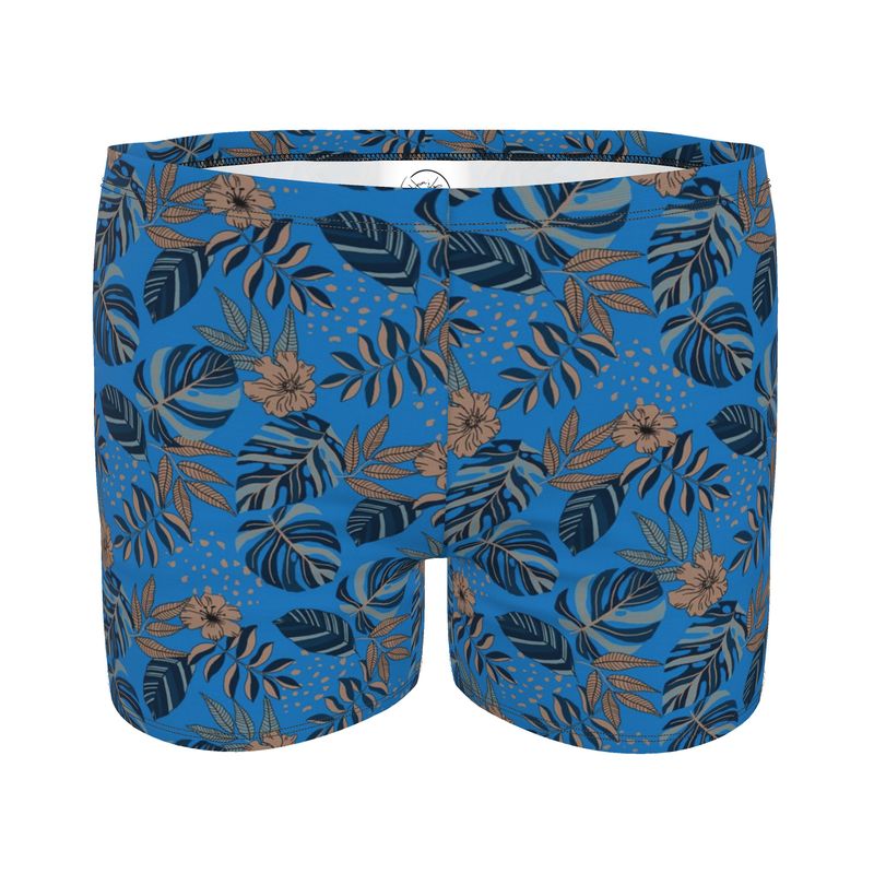 Men's Swim Trunks - Midnight Monstera - Azure Blue