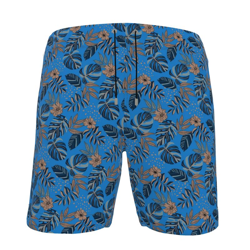 Men's Swim Shorts - Midnight Monstera - Azure Blue