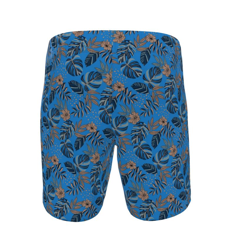 Men's Swim Shorts - Midnight Monstera - Azure Blue