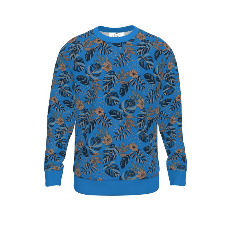 Men's Lightweight Sweater - Midnight Monstera - Azure Blue