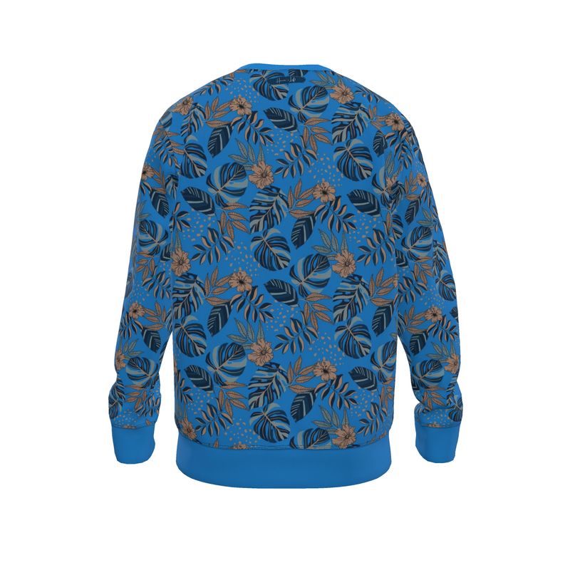 Men's Lightweight Sweater - Midnight Monstera - Azure Blue